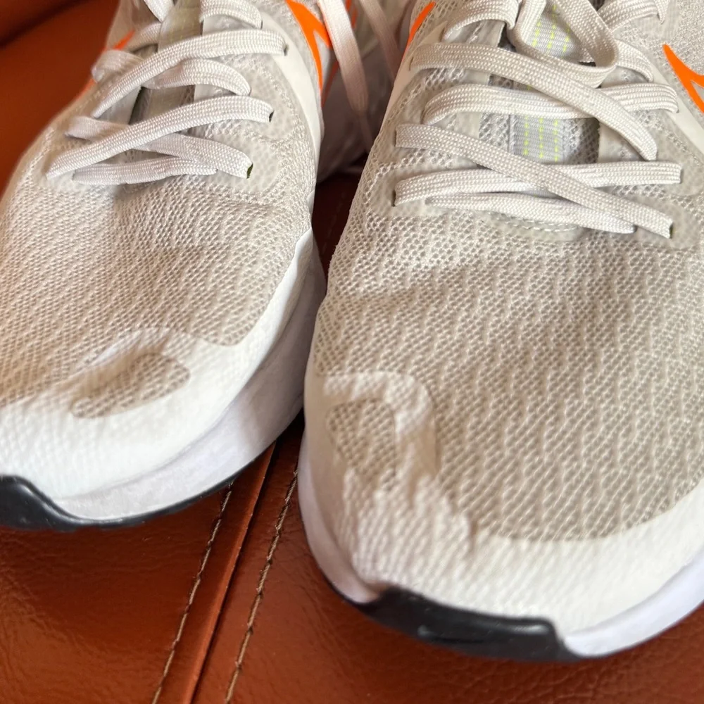 Nike White and Neon Orange Sneakers